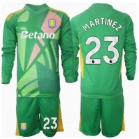 Fotbalové Dres Aston Villa Emiliano Martinez #23 Brankářské Dětské Domácí 2024-25 Dlouhý Rukáv (+ trenýrky)